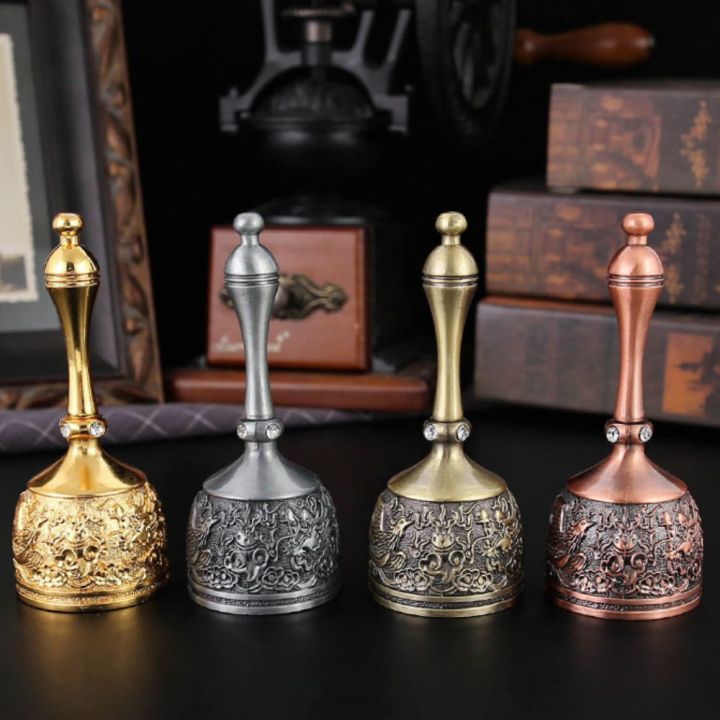 MAYNN Dragon Phoenix Pattern Vintage Handbell Loud Ring Zinc Alloy Hand ...