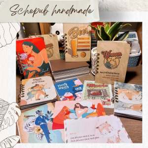 Sổ tay mini vintage thiết kế và làm Handmade kích thước 10.5 * 14.8 cm khoen binder tháo rời - Schepub Handmade