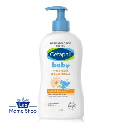Cetaphil Baby Wash & Shampoo with Organic Calendula and Sunflower Seed Oil 400ML [Gentle & Hypoallergenic] Bath Gel (Laz Mama Shop)