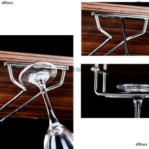 [COD] dfhws Stainless Steel Wine Rack Holder Hanging Bar Goblet Hanger Shelf
