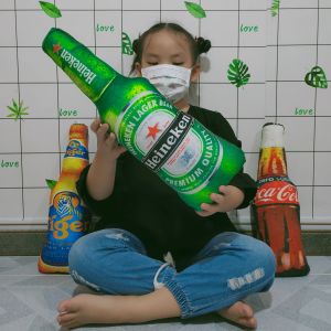 GỐI ÔM 3D HÌNH CHAI BIA CHO BÉ 1 TUỔI VẢI NHUNG MỀN MỊN AN TOÀN CHO BÉ