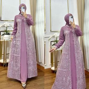 COD Aliyah Dress Matt Ceruty Babydoll Mix Brukat Apk Mutiara Size XL Dress Terbaru 2024 Viral Murah