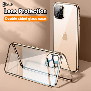 🔥【CSCR】For IPhone 15 14 13 12 11 Pro Max 13 12Mini X XS XR 14 Plus Shockproof Full Lens Protection Double Sided Buckle Clear Case Lens Metal Cover