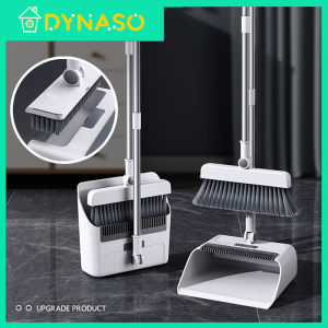 3 in 1 Broom and Dustpan Set Household Broom and Dustpan Set Upgraded 32 Inch Long Handle Broom with Stand Dustpan Combination Set