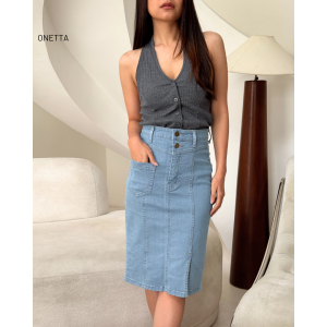 Onetta - BERLYN Skirt - Rok Jeans Wanita Span Pendek Semi Formal