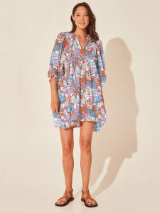 G72023 Summer European and American Fashion Womens Floral Tie Loose Casual Rayon Dress Beach Vacation Short Dress Wholesale 7/7