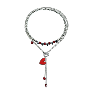 Practical Beads Necklace Handmade Chain Neck Heart Necklace Alloy Texture for Women and Girls Present