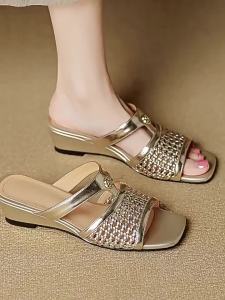 [Free Shipping] WomenS Woven Open-Toe Wedge Sandals 2026 New Summer Style Casual And Comfortable For Outdoor Wear With A Raised Heel