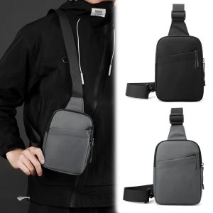 ROLL Minimalist Mens Chest Bag Canvas Adjustable Shoulder Crossbody Bag Waterproof Phone Handbag