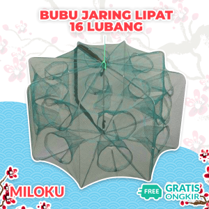 Miloku Bubu Perangkap Ikan 16 Lubang Jebakan Jaring Jala Prangkap Lipat Udang Kepiting Sungai Danau Laut Alat Pancing Fish Trap Net