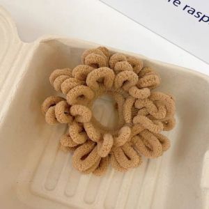 Dây buộc tóc Scrunchies Doudou Cột tóc nữ nữ Chun buộc tóc vải mềm tone màu nâu tây phong cách Hàn Quốc thời trang FQ013