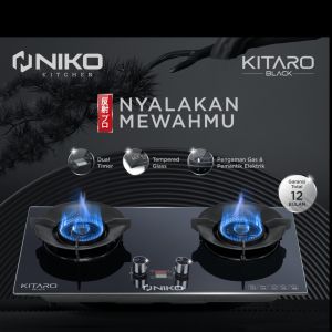 NIKO KITARO BLACK KOMPOR TANAM KACA 2 TUNGKU DENGAN TIMER - BISA TANAM/MEJA