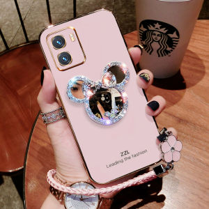 เคสสำหรับ VIVO โทรศัพท์ T1X Y33S Y21 Y33T Y21T พร้อมกระจกและสายคล้องสั้น