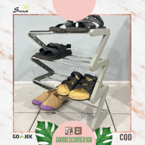 RAK SEPATU Z SHAPE/ RAK SEPATU TINGKAT MODEL ZIGZAG SHOE RACK/ MINIMALIS 4 SUSUN RAK MULTIFUNGSI SERBAGUNA