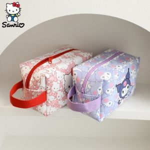Kawaii Sanrio Hangyodon Kuromi Hello Kitty กระเป๋าเครื่องสําอางน่ารักการ์ตูนดินสอแบบพกพา Girly Heart ความจุสูงกล่องดินสอ