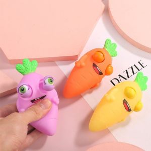 SIERWU Độ đàn hồi chậm. Đồ chơi bóp hình củ cà rốt Mềm mại Thiết kế nhào bột Đồ chơi giảm căng thẳng Hài hước Mắt nhô ra Đồ chơi mắt nhô ra giúp giảm căng thẳng cho người mắc chứng tự kỷ ADHD.