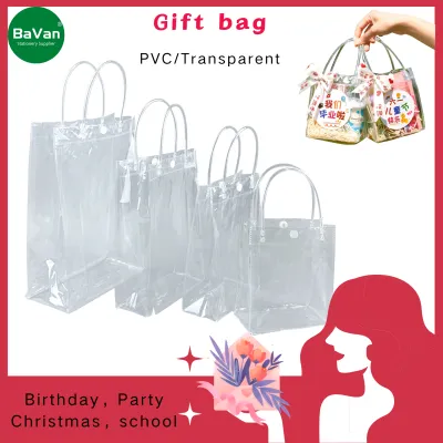 PVC tote bag transparent and snap on gift beverage waterproof and dustproof packaging bag Simple Fashion
