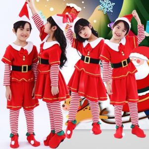 MAYIT Thoải mái Trang phục Giáng sinh Bộ đầy đủ Cung Trang phục nhập vai Cậu bé Cô gái Đỏ Cosplay Yêu Tinh Tiệc Giáng sinh