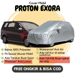 Sarung Cover Mobil PROTON EXORA Premium Bahan 100% Polyester Anti Luntur aman Untuk Mobil Putih