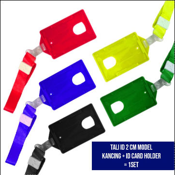 Tali ID Card Nilon 2 cm Model Kancing dan ID Card Holder ( isi 10 set ...