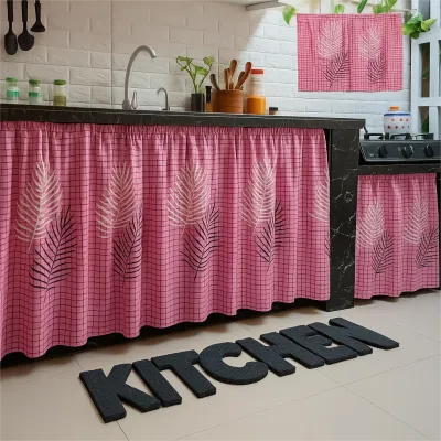 Gorden Kolong Dapur Minimalis | Gorden Meja Bawah Kompor Uk 100 x 70 cm + Bonus Tali
