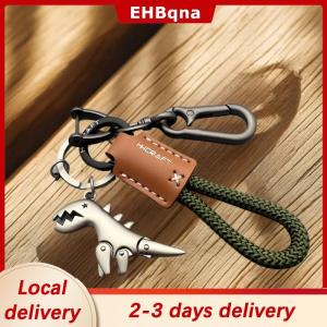 [COD]  HOT SALE Ship within 24 hours Motorcycle Decoration Accessories Little Dinosaur Car Keychain Single Leather Woven Rope Metal Keychain Handbag Pendant