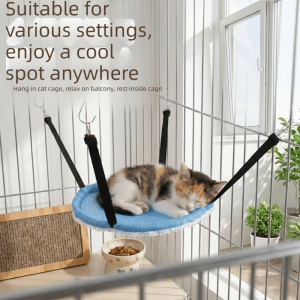 OUTOPEN Breathable Mesh Cat Hammock Comfortable Adjustable Lanyard Hanging Cat Bed Durable Wear Resistant Pet Cage Hammock For Cat Cage