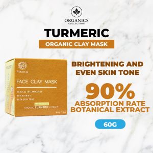 [BUY 1 FREE 1] Natureal Organic Turmeric Clay Mask 60g Helps to Brightens Skin and Even Skin Tone Suitable for All Skin Type