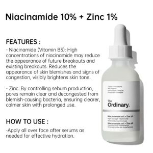 The Ordinary Niacinamide Serum For Face Moisturizer Brightening Acne Treatment Pimple Spots Blemishes Pore Minimizer Tightening Serum Skin Care