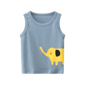 2023 Summer Children Vests for Boy 1-9 Years Kids Girls with Elephant Tiger Crocodile Cartoon Print Tank Tops Undershirts Clothes