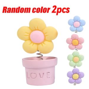 【Pphha】2Pcs Car Swinging Flower Ornament Center Console Fresh Sunflower Pot Decoration Cute Shaking Head Flower Auto Interior Accessories