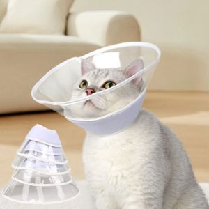 CUTE ELVES Clear Cat Recovery Cone Collar Comfortable Soft Cat Elizabethan Ring Lightweight Circle Adjustable Pet Protective Collar for Neck