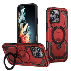 Luxury Magsafe Magnetic Wireless Charging Armor Phone Case For iPhone 16 15 14 13 12 11 Pro Max Plus 16E 16 E Ring Stand Cover