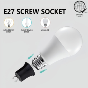 E27 LED Bulb Adapter 2-Pin Lamp Holder US Plug Converter Base PLUG-ON SOCKET CONVERTER 250V