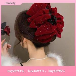 Heabety 1pc Black Red Velvet Bow Hairpin For Women Princess Head Grab Hair Claws Headdress Large Hair Clips Girls Hair Accessories