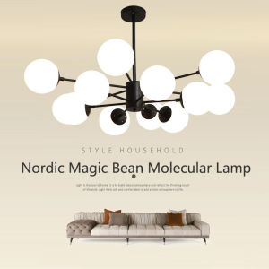 YHLAMP【With Original Tricolor Bulbs】Nordic Magic Bean Molecular Lamp Dining Light Lighting Copper Chandelier For Living Room Bedroom And Restaurant Modern Design Chandelier