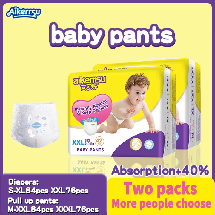 AIKERRSU Baby Diaper Pants 76-84 Pcs S |M | L | XL | XXL | XXXL Unisex Ultra thin and dry Breathable Diapers korean diaper 50 pcs