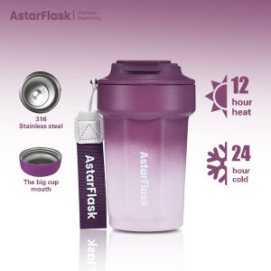 AstarFlask 13oz/380ml Tumbler Hot And Cold Brown Stainless Steel Christmas Gift ideas Coffee Mug With Lid Vacuum Flask Leak Proof With Rope