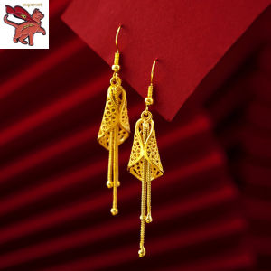subang emas 916 original hollow leaf gold Earings womens luxury niche design temperament fashion jewelry gift