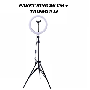 Ring Selfie Vlogger +Tripod 2 Meter Stand Holder Diameter 26cm /10in v2