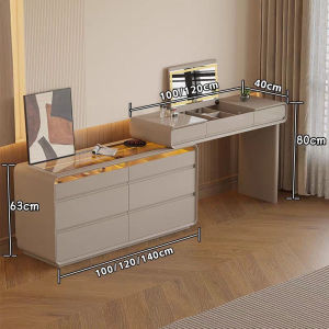 HDB 360° Vanity Tables L-Shaped Makeup Bedside Solid Wood Dressing Table 360° Office Table Computer Desks