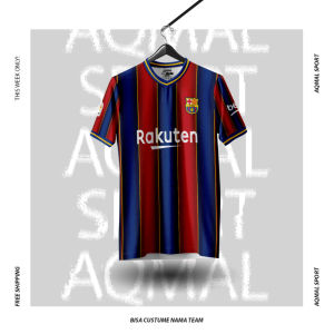 Jersey Bola Full Print Motif Barcelona Custom Nama & No – Bahan Dryfit
