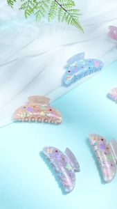 Mesovor 3 Pack Bow Printed Hair Claw Clips Non-slip 3.74" Medium Hair Clip Hair Grip Clawclips with Colored Zircon Acrylic Strong Hold Jaw Banana Clips