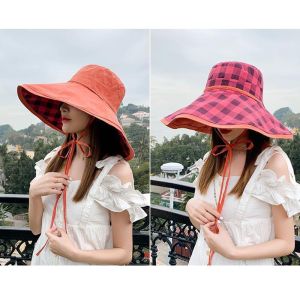 LEKGAVD Hai Mũ ngư dân Có thể gập lại Thanh lịch Mũ chống nắng Thời trang Phong cách Hàn Quốc Mũ cắm trại Dành cho Nữ