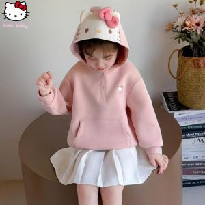 Christmas Gift Halloween Sanrio Kuromi Girl Tops Children Spring Fall Hooded Long Sleeves Pullover Kawaii Anime Cartoon Fashion New Fashion Hot Clothing