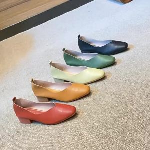 Gentle Soft Leather Soft-Soled Granny Shoes For Women Summer Flat Square-Toed Shallow Single Shoes Versatile Summer Loafers For Women