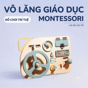 Bảng Vô Lăng Gỗ Montessori Mô Phỏng Lái Xe - Đồ Chơi Giáo Dục Sớm Rèn Kỹ Năng Vận Động & Tư Duy Cho Bé