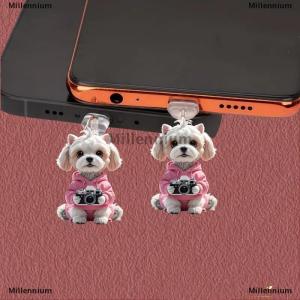 [COD] Millennium 2D Acrylic phẳng bụi động vật cắm cho iphone và Type-C nối bụi cắm Mặt dây treo trang trí