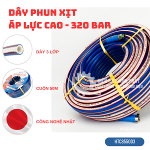 ỐNG DÂY XỊT THUỐC SÂU 8.5MM 3 LỚP CUỘN 50M 320 BAR DÙNG PHUN THUỐC DÂY XỊT RỬA XE ÁP LỰC CAO HIỆU HTC HTC8550D3