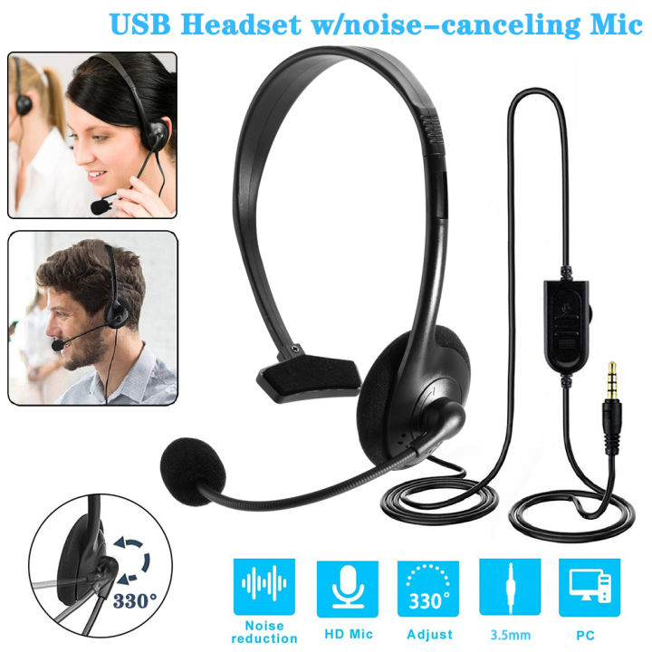 Wired Headset with Mic Noise Cancelling Volume Control Over
